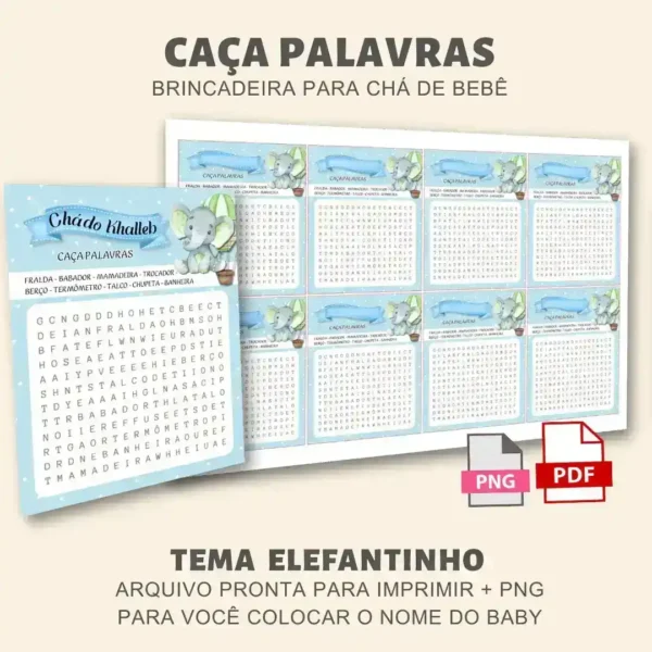 CAÇA PALAVRAS: ELEFANTINHO VERDE