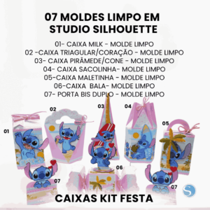 KIT DE 07 MOLDE LIMPO NO STUDIO SILHOUETTE PARA CAIXAS PERSONALIZADAS