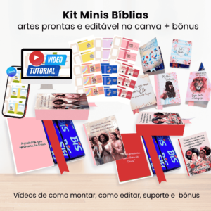 Kit Minis Bíblias Artes prontas e editáveis no canva + bônus