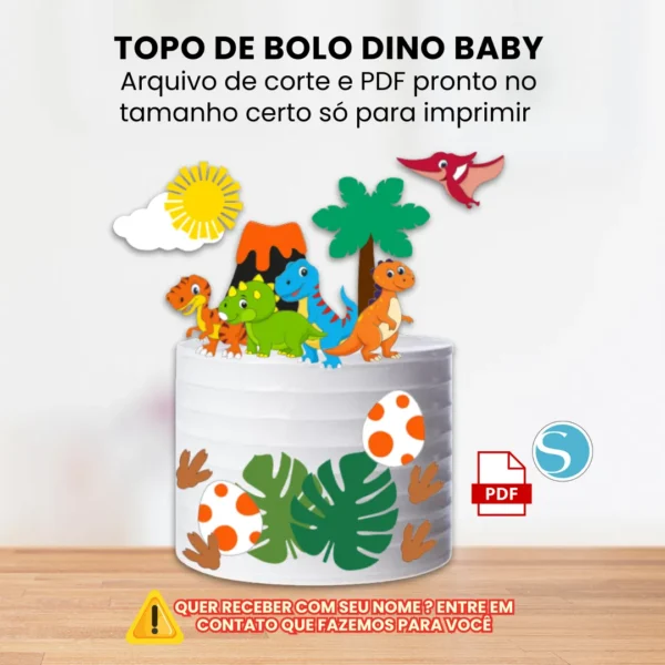 TOPO DE BOLO DINO BABY