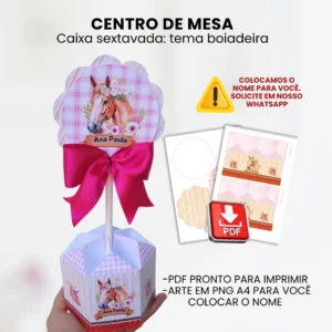 CENTRO DE MESA – CAIXA SEXTAVADA ESTRELA | TEMA BOIADEIRA
